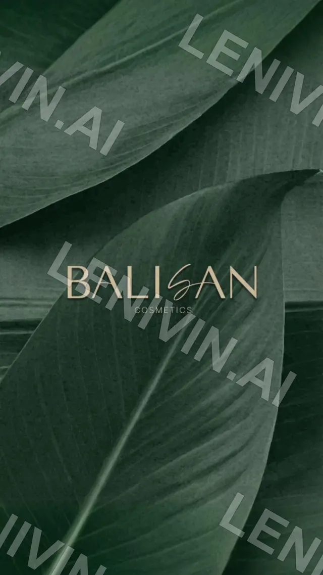 Логотип BALISAN Cosmetics на фоне тёмно-зелёных листьев