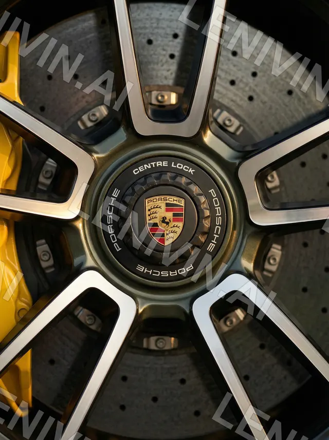 Колёсный диск Porsche с центральной гайкой, жёлтые суппорты